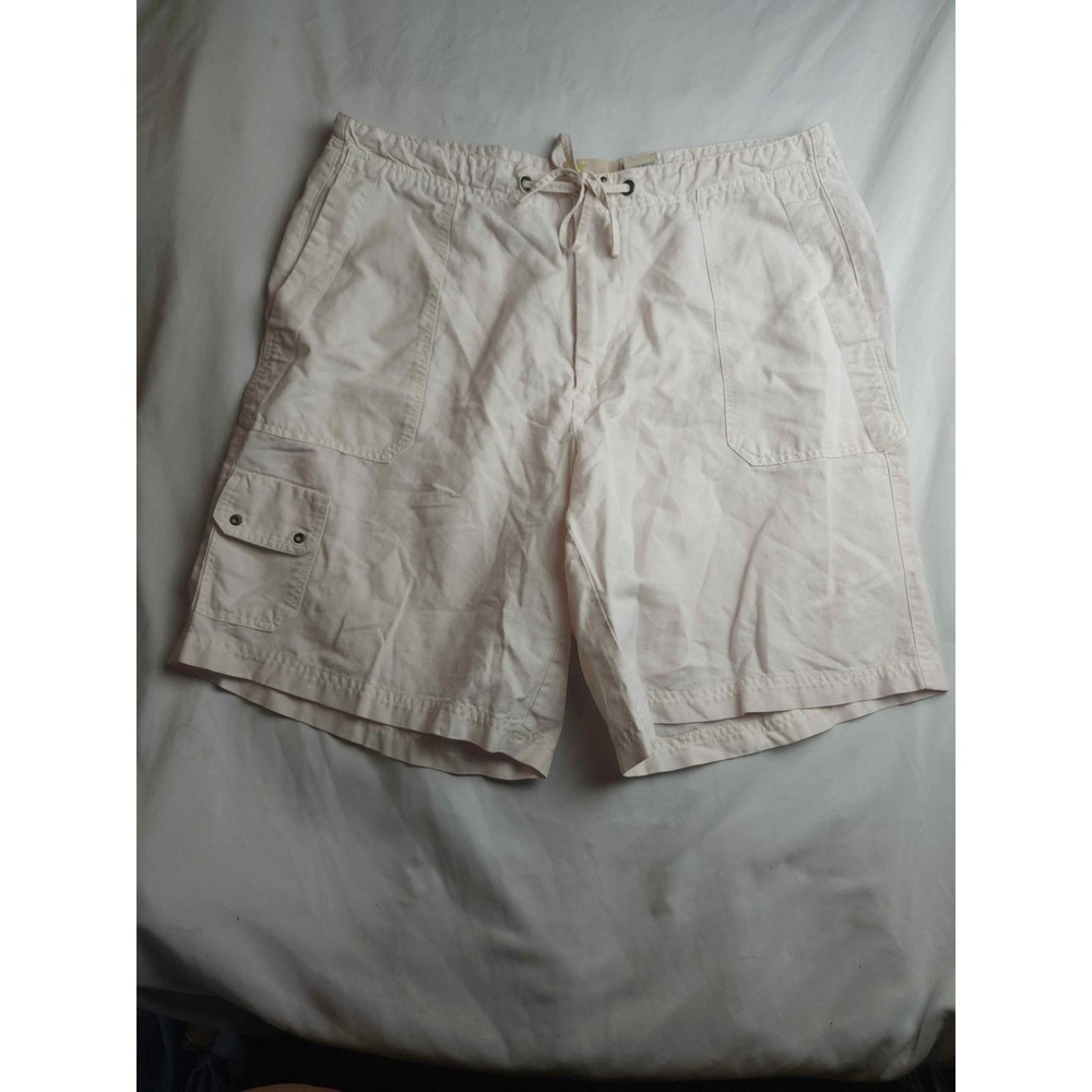 Cubavera‎ Mens Linen Blend Cargo Shorts Off White Cream Drawstring Size 38